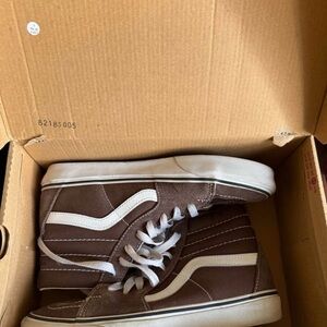 Vans SK8 - Hi shoes.  Brown and White High-Top Sneakers